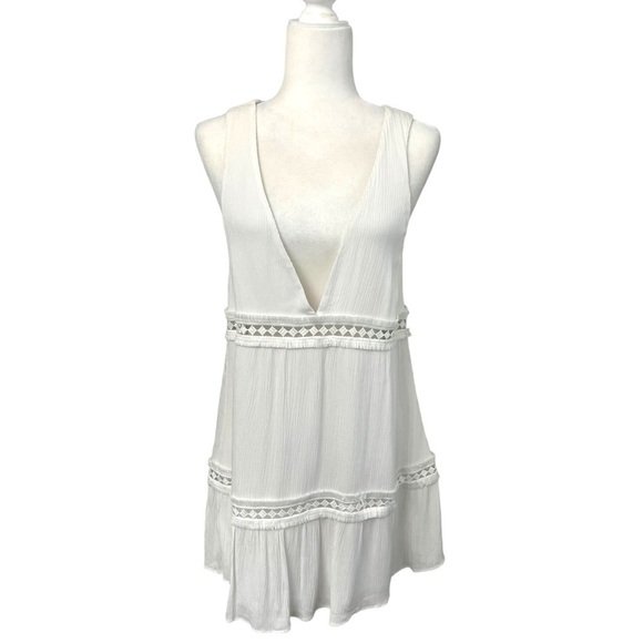 Show Me Your Mumu White Sleeveless Deep V Neck Dress - See Measurements - Picture 1 of 13